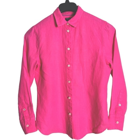 Baird McNutt x J Crew Irish Linen Pink Button Front Shirt Size 4 - Picture 1 of 10